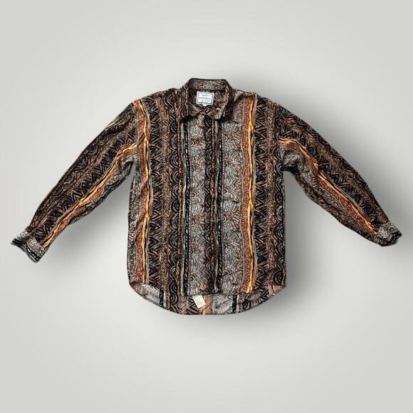 Yashi Yamamuri Tops - Vintage Yashi Yamamuri Italy Abstract Tribal Print Button Up Shirt Womens XL